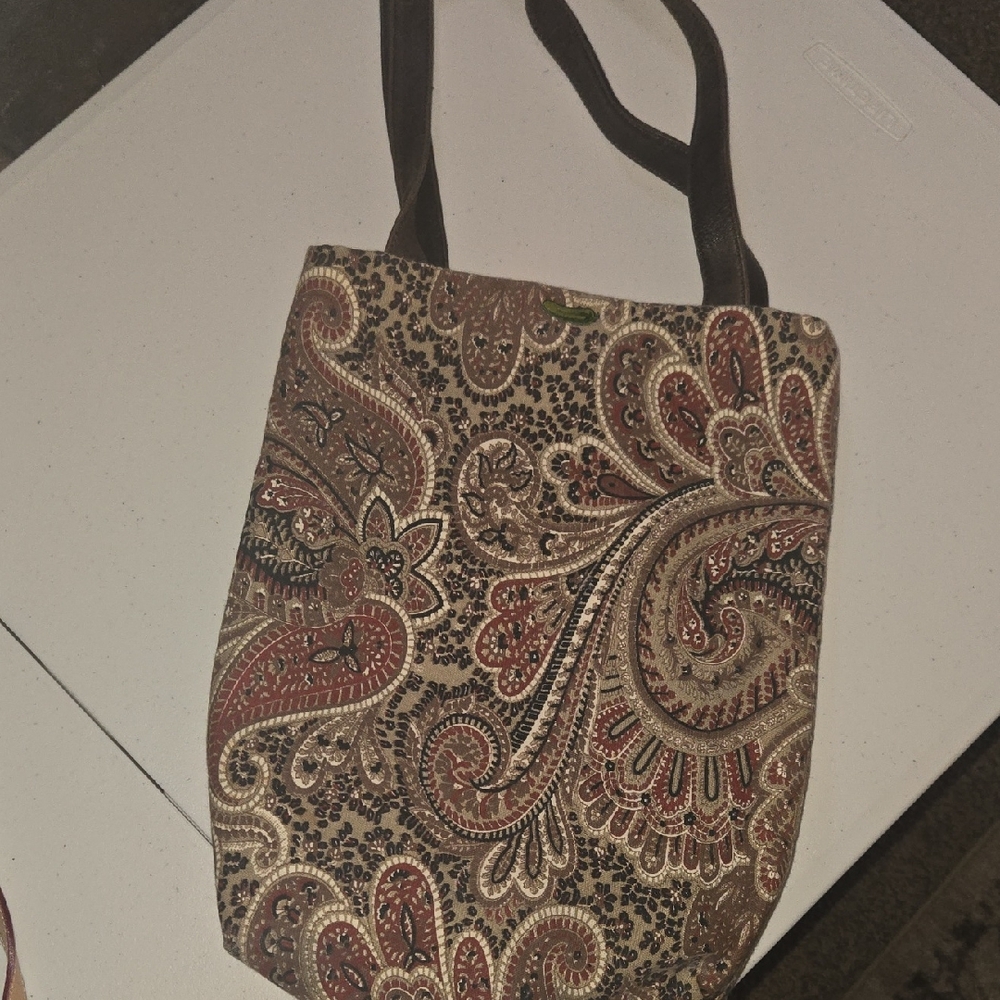 Viv Pickle Custom Paisley Tote Bag With Leather Handles